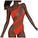 Mlide Women’s One Piece Sexy Mesh Color Stitching Swimsuit Set(Without Lining),Orange,XXLthumb 1