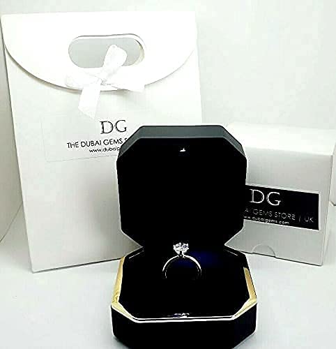 Ring box black hard case light up Proposal Engagement Diamond Packaged in a box | Jewelry Gift Box with LED Light for Proposal Engagement Wedding Comes with a Gift Bag