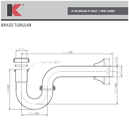Plumb Pak Keeney K100VB x 1.25-in. Brass P-Trap, Venetian Bronze