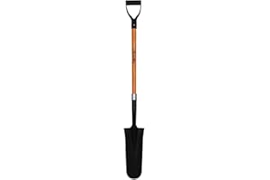 ASHMANONLINE Ashman Drain Spade Shovel (1 Pack) - 48 Inches Long Handle Spade with D Handle Grip - Durable Handle with a Thick Metal Blade - Multipurpose Premium Quality Orange Shovel.