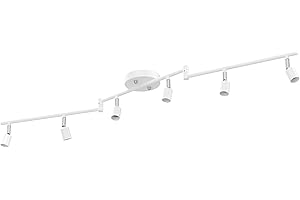 AIBOO Track Lighting Kit, Modern White Ceiling Spot Lighting with Flexibly Rotatable Light Heads, 6 Track Lights for Room/Hallway/Kitchen (GU10 Bulbs Not Included)