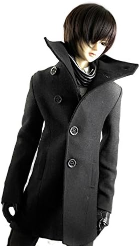 DocaMall 70+ Stylish Man Black Overcoat Long Coat Clothes Accessories for BJD Doll