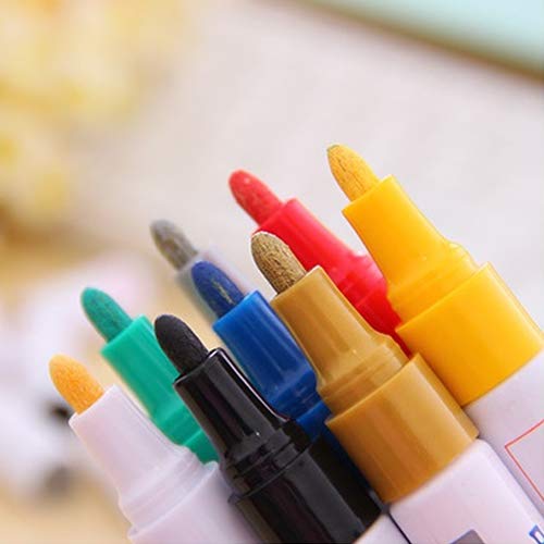 interjunzhan Car Tyre Tire Tread Rubber Metal Permanent Paint Marker Pen 12 Colors Waterproof(1 pcs,1 Color) White