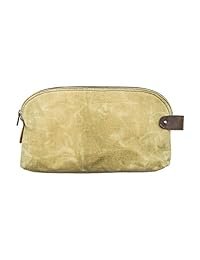 Impermeable Waxed Canvas Large All Purpose Dopp kit bolsa Utilidad con forro interior de piel Edge...