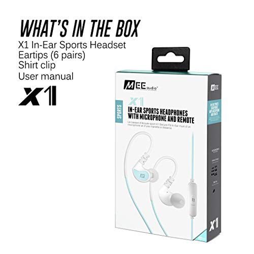 MEE audio X1 In-Ear Sports Headphones with Microphone and Remote (Mint/White) (Certified Refurbished) - Thumbnail 7