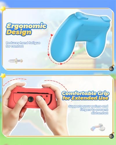 Controladores para Nintendo Switch Joy Con, suave al tacto, antideslizante y antiarañazos Azul Y Rojo