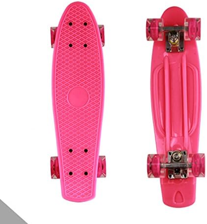 Superior 22" Complete Skateboard with Colorful LED Light Up Wheels, Great Gift for Kids, Boys, Girls, Youths, Beginners (Pink)