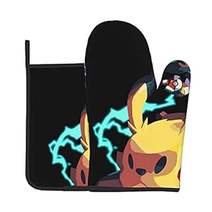 Xiaoxian Pokemon 67 Hittebestendige keukenovenhandschoenen, ovenhandschoenen en potdekselhandschoenen, veilig om te…