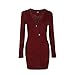 haoricu Women Dress, Women Winter Slimple Stytle Solid Long Sleeve Knitted Sweater Dress (Wine, S)