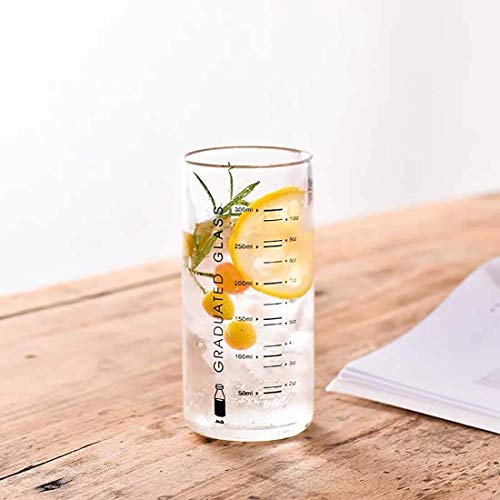 2PCS Glass Measuring Cup, 10 Ounces/ 300 ml Graduated Measuring Cup Shot Glass in Kitchen, High Borosilicate Glass Measure Bowls for Water,Wine, Hot or Cold Liquid, Microwave, Oven Safe (Clear, 1 Cup)