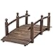 BestMassage Garden Wooden Bridge Outdoor Patio Pond Arch Walkway Path Structure Stained Finish Decorative 5