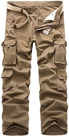 V1 Clothing CO NiuZi Mens Loose Fit Cotton Casual Military Army Cargo Camo Combat Work Pants (28, Khaki)