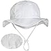 JAN & JUL Toddler Girls White Cotton Sun Hats 50 UPF, Drawstring Adjustable, Stay-on Tie (M: 6-24m, Floppy Hat: Tiny Floret)