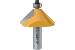 XDENGP 45 Degree Chamfer Router Bit with 3/4 Inch Cutting Length,1/2 Inch Shank Carbide Edge Forming Bevel Router Bit with Bearing, Chamfer Bit Miter Angle Milling Cutters Tool