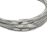 skyllc Round Stainless Steel Silver Wire Choker Necklace Memory Steel Ring DIY Bracelet Jewelry Accessories 40 Loops of One Pack