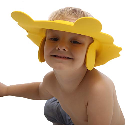 OLEWELL Baby Shower Bathing Cap, Adjustable Shower Cap Kids, Infants Soft Protection Funny Safety Visor Cap for Toddler Children (Yellow)