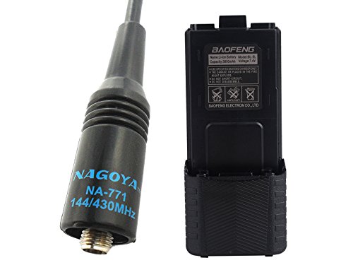 Li-ion Radio Battery 3800mAh + Nagoya NA-771 SMA Dual Band Radio Antenna For KG-UVD1 KGUVD1P Baofeng UV-5R