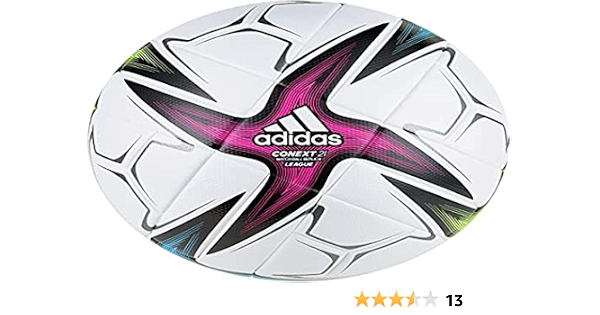 Adidas - Balón de fútbol unisex CONEXT 21 League de fútbol, parte superior:  blanco/negro/rosa de choque/verde de la señal: cian/hierro Met, 5 :  Deportes y Actividades al Aire Libre - Amazon.com
