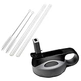 Flaskars Straw Lid for Hydro Flask Wide Mouth Water Bottle with 2 Straws and Straw Brushes (Black/Gray, Pack of 1)