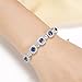 Caperci Adjustable White Gold Plated Cushion-Cut Blue Sapphire Jewelry Bolo Bracelet for Women