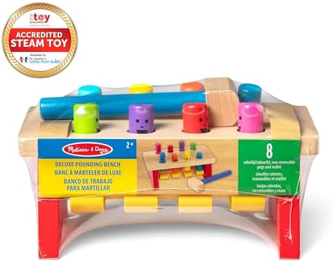Banc À Marteler De Luxe, Banc de frappe avec un marteau,Jeux d'éveil et de Premier Âge, Jouet de développement,Cadeaux pour garçons ou fille de 2 3 4 ans, Jouets en bois