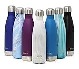 MIRA Vacuum Insulated Travel Water Bottle | Leak-proof Double Walled Stainless Steel Cola Shape Sports Water Bottle | No Sweating, Keeps Your Drink Hot & Cold | 25 Oz (750 ml) (White Granite)