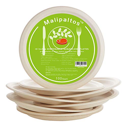 Malipaltos, 10 inches, Biodegradable Plates, Ecofriendly Compostable