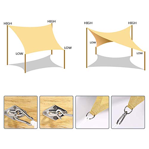 LL-WZB Sun Sonnensegel Schattenspender Sonnenschutz Sonnentuch Schattensegel Atmungsaktiv Für Garten Camping Terrasse – Bild 7