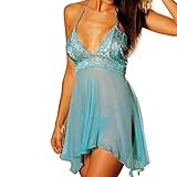 ManxiVoo Sexy Lingerie Sling Sleepwear Women Sexy Lace Lingerie Dress Temptation Underwear 2 Pcs (4XL, Pink)