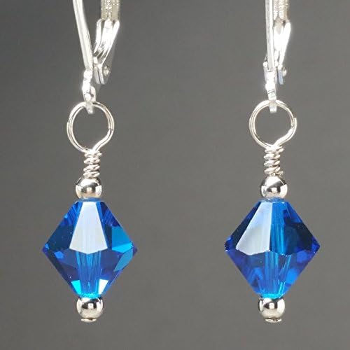 Sterling Silver Earrings Made with Swarovski® Crystals, Capri Blue