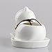 Modern White Small Animal Cub Cat Planter Succulent Plant Decoration Ceramic Porcelain Flower Pot Miniature Flowerpot with Tray Bell On The Neck 4.7 X 2.95 X 3.15 inches (NO Plants)