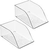 mDesign Small Plastic Water Bottle Stackable Storage Organization Bin with Open Front for Kitchen Refrigerator, Freezer, Pantry, Holds 12 Bottled Drinks/Beverages, Ligne Collection, 2 Pack, Clear