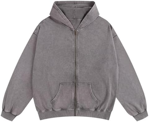 Amazon.com: Men's Fleece Full-Zip Acid Wash Hoodie Sweatshirt