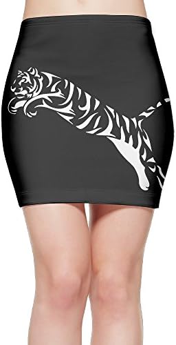 LeYue Women's Short Slim Fit Skirt Unique Print Skirt Swoop Tiger Mini Bodycon Skirt