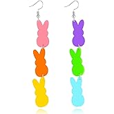 Dreuyet Easter Earrings Cute Bunny Acrylic Earrings Colorful Egg Bunny Carrot Happy Easter Drop Ear-rings for Women Holiday Jewelry Accessories