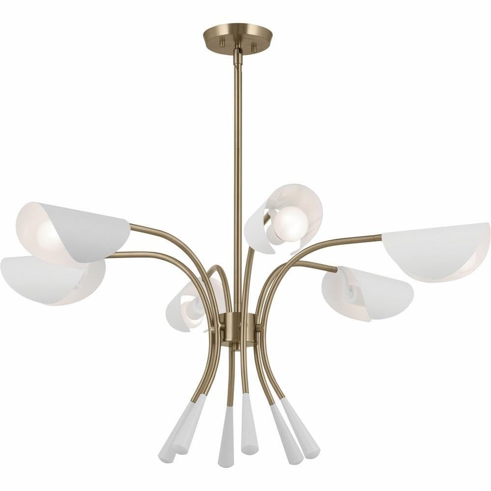Photo 1 of KICHLER Arcus 39.25 Inch 6 Light Chandelier in Champagne Bronze with White