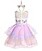 KABETY Baby Girl Unicorn Costume Pageant Flower Princess Party Dress with Headband (110cm, Pink)
