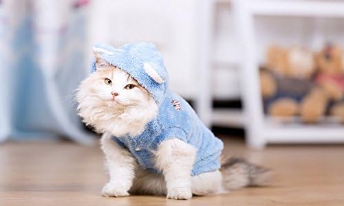 Rainflower Small Pet Dog Cat Thick Hoodie Coat Blue