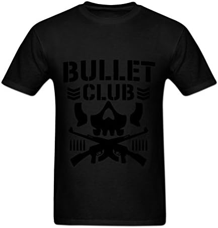 Amoyeah Men's Bullet Club (Black) Printed T Shirts Cotton Graphic Tees L Black