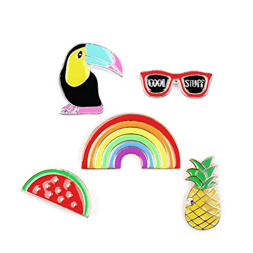 image for Souarts Crow Rainbow Pineapple Enamel Brooch Pin Badge for Clothes Bag