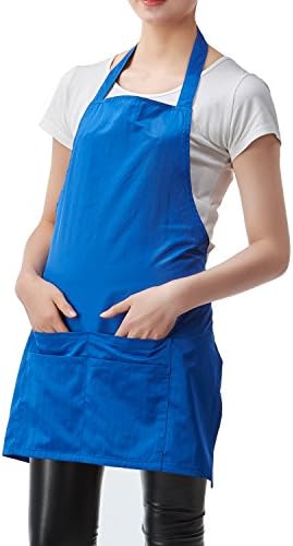 Colorfulife Professional Salon Apron Hair Stylist Hairdressing Dyeing Wrap Cape,Short Candy Color Adjustable Barber Aprons with 2 Pockets (Blue)