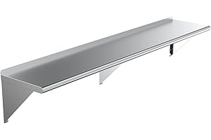 AmGood 72" Long X 16" Deep Stainless Steel Wall Shelf | NSF Certified | Appliance & Equipment Metal Shelving | Kitchen, Restaurant, Garage, Laundry, Utility Room