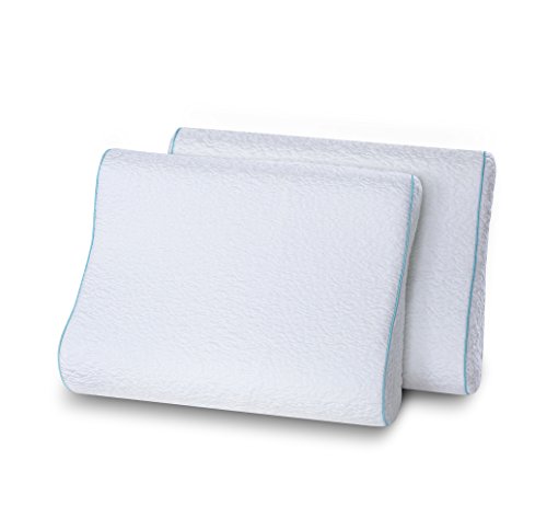 PrimaSleep Ultimate Dual Sided Cool Gel Memory Foam Contour Pillow - Twin Pack (White)