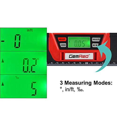 GemRed Box Beam Digital Level Angle Slope Measure(YD-I Level with Magnets 400mm)