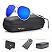 LUENX Aviator Sunglasses Men Women Polarized with Case - UV 400 Mirror Blue Lens Metal Siver Frame 60mm (Dark Blue -6, 60)
