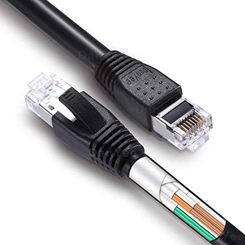 CAT8 Ethernet Cable DanYee 40Gbps 2000Mhz High Speed Gigabit SSTP LAN Network Internet Cables with RJ45 Gold Plated Connector for Use of Smart Office Smart Home System iOT Gaming Movie (50FT)