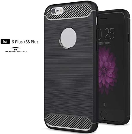 Zen Master Slim Fit Anti-Fingerprint TPU Shock Absorption Carbon Fiber Pattern Anti-Scratches Flexible Protective Cases Cover for Apple iPhone 6 Plus and 6S Plus (6 Plus and 6S Plus, Black)