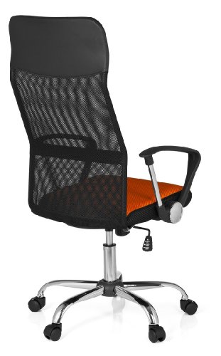 Sedia-Girevole-Orion-Net-Tessuto-Netto-Arancione-Nero-Cromo