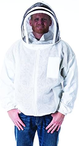Pigeon Mountain Trading Company Semi-Ventilated Open Front Beekeeper Jacket with Fencing Hood for Beekeeping (4X)