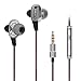 Bestfy Dual Driver in-Ear Headphones, Stereo Sport Wired Earbuds with Mic High Resolution Heavy Bass for 3.5mm Headphone Jack